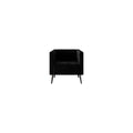 Modern Velvet Armchair with Vertical Channel Back, Padded Arms and Metal Legs, Light Blue