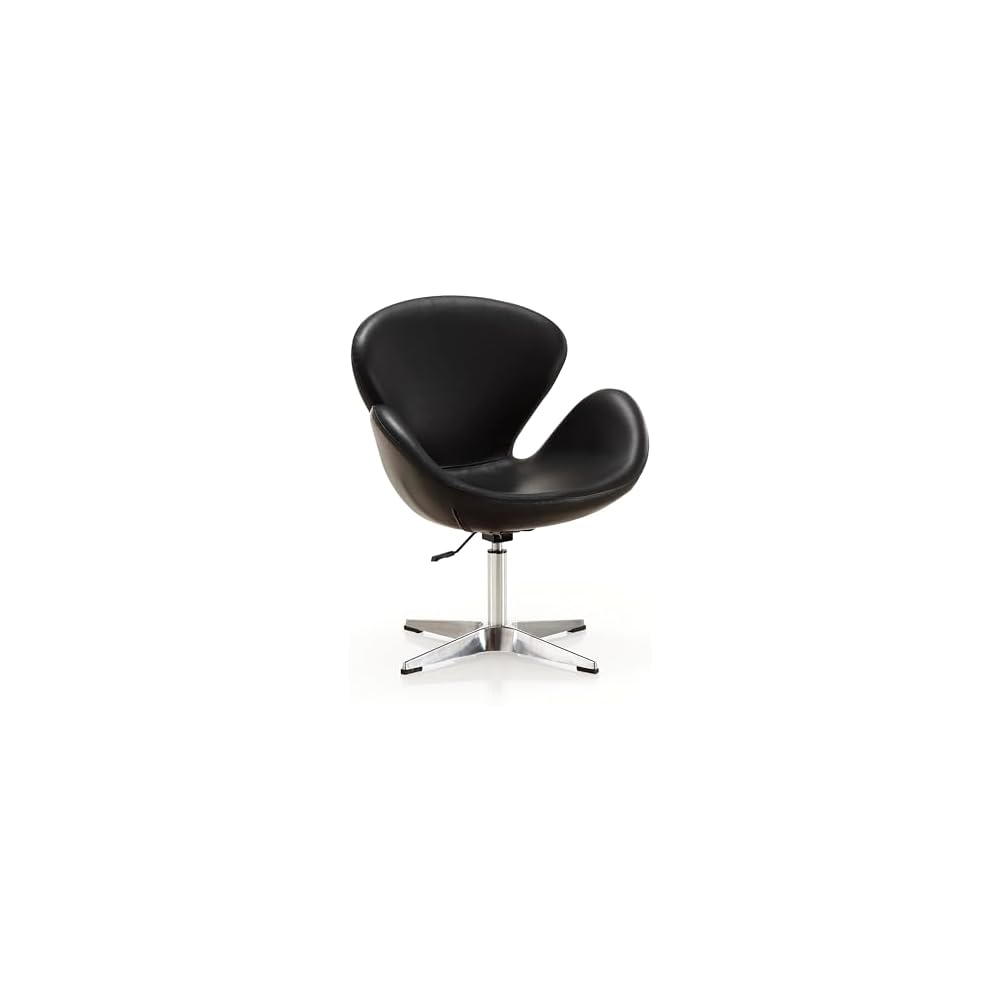 Raspberry Adjustable Swivel Accent Chair with 360° Turn, Polished Chrome Base, Modern Retro Design, Versatile Seat Ideal for Any Room, Set of 1, Blue