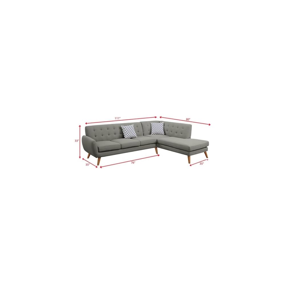 Bobkona Belinda Linen-Like Polyfabric SECTIONAL in Grey