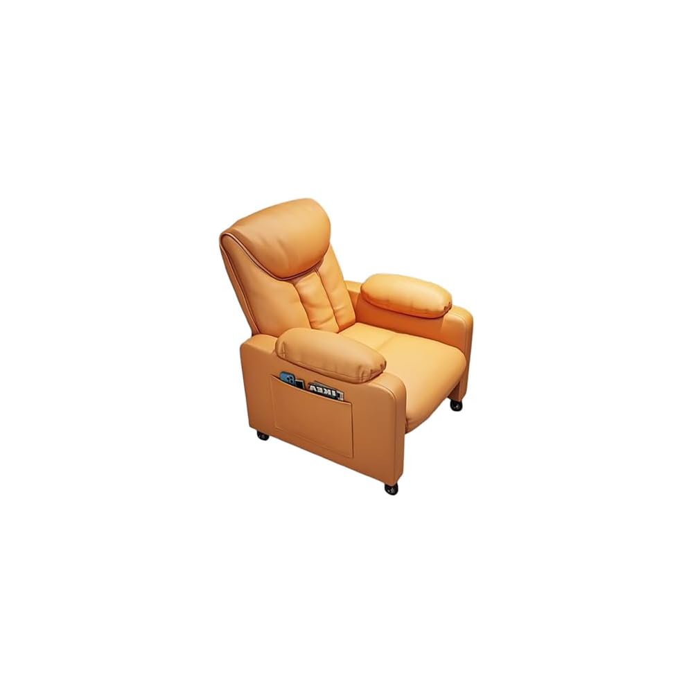 PU Leather Recliner Chair Simple Style Exquisite Furniture Genuine Leather Cigar Chair Beanbag Sofa Leisure Computer Gaming Single Sofa Chairs Minimalist Luxury for Household Use Bedroom(Slide+Pedal
