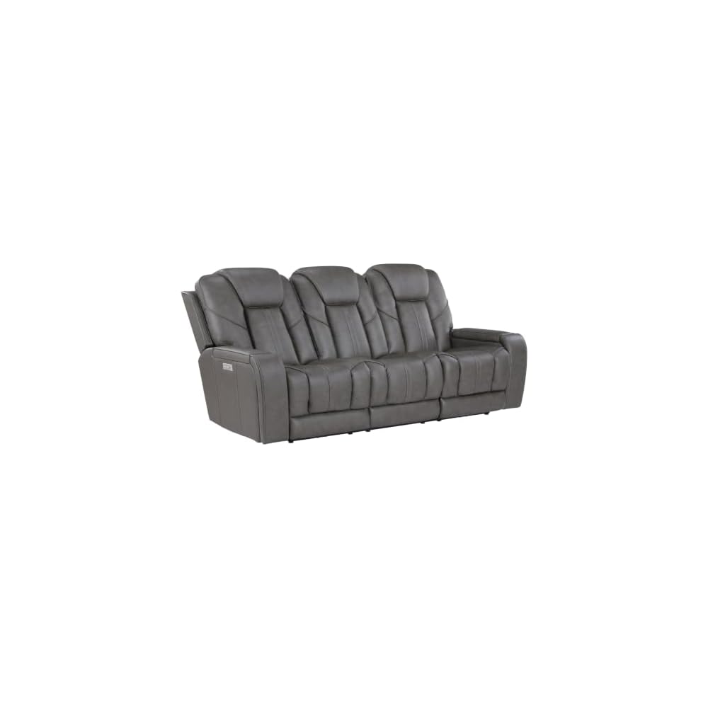 Daniel Triple Power Leather Theater Sofa in Gray