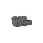 Daniel Triple Power Leather Theater Sofa in Gray