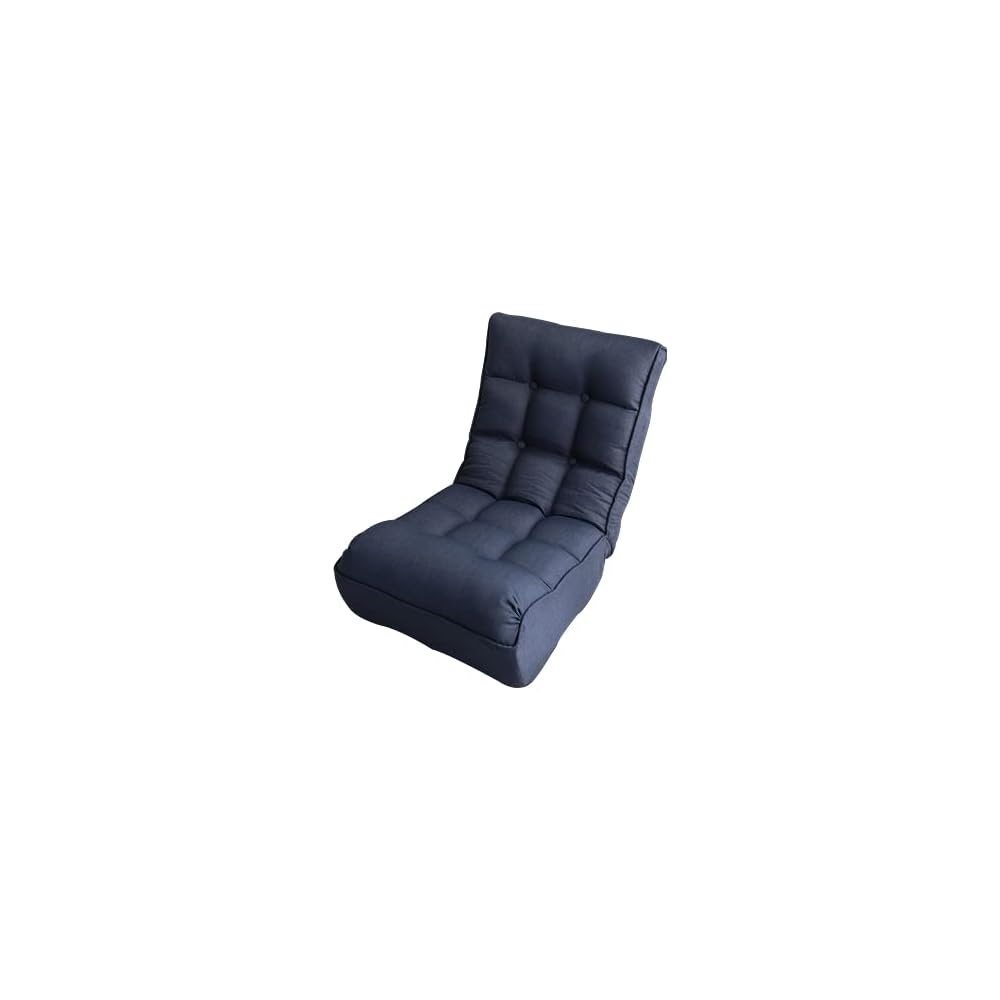 Single sofa reclining chair Japanese chair lazy sofa tatami balcony reclining chair leisure sofa adjustable Floor Couch Sofa 4-segment Adjustable Back for living room, bedroom, dormitory (Navy)