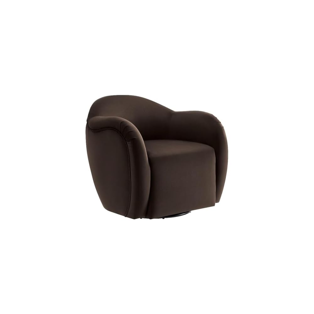 Compose Performance Velvet Swivel Armchair in Alabaster - Barrel Accent Chair - Comfy Round Single Sofa Chair with 360° Rotation - Modern Upholstered Club Chair for Living Room, Bedroom