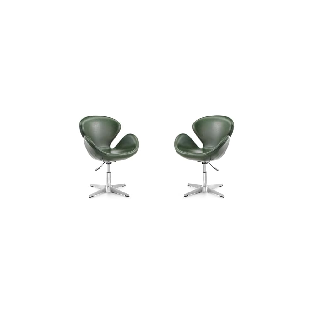 Raspberry Adjustable Swivel Accent Chair with 360° Turn, Polished Chrome Base, Modern Retro Design, Versatile Seat Ideal for Any Room, Set of 1, Blue