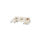 Sectional Couches for Living Room, U Shaped Couch with Chenille Fabric, 4 Seat Modern Sofa with Removable Pillows for Apartment and Small Space (Fabric, White)