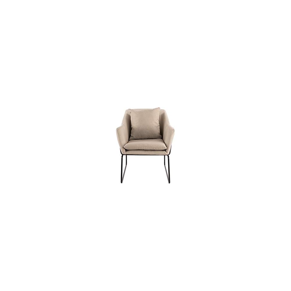 Odile Accent Chair, Plush Back Cushion, Black Metal Frame, Modern Living Room Upholstery Furniture