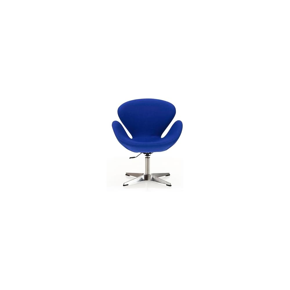 Raspberry Adjustable Swivel Accent Chair with 360° Turn, Polished Chrome Base, Modern Retro Design, Versatile Seat Ideal for Any Room, Set of 1, Blue