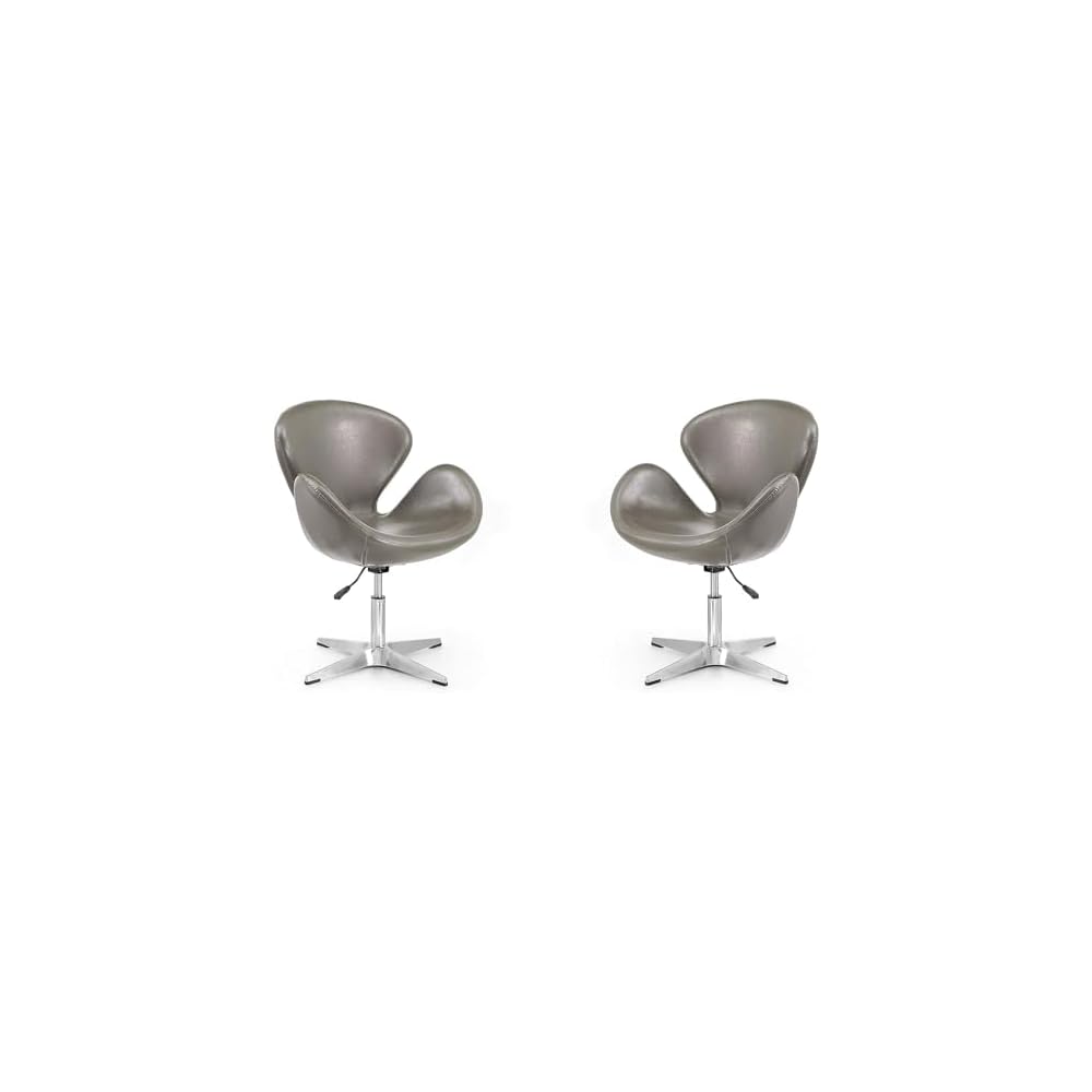 Raspberry Adjustable Swivel Accent Chair with 360° Turn, Polished Chrome Base, Modern Retro Design, Versatile Seat Ideal for Any Room, Set of 1, Blue