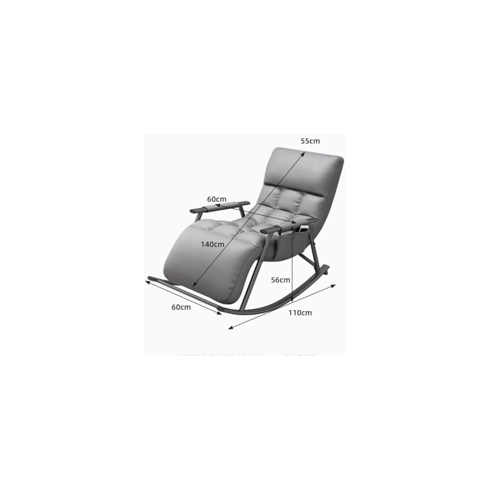 Mid Century Modern Rocking Chair - Upholstered Recliner with Padded Seat for Living Room, Bedroom & Lounge - Stylish Blue Swinging Chair