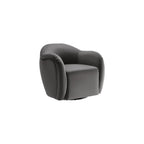 Compose Performance Velvet Swivel Armchair in Alabaster - Barrel Accent Chair - Comfy Round Single Sofa Chair with 360° Rotation - Modern Upholstered Club Chair for Living Room, Bedroom
