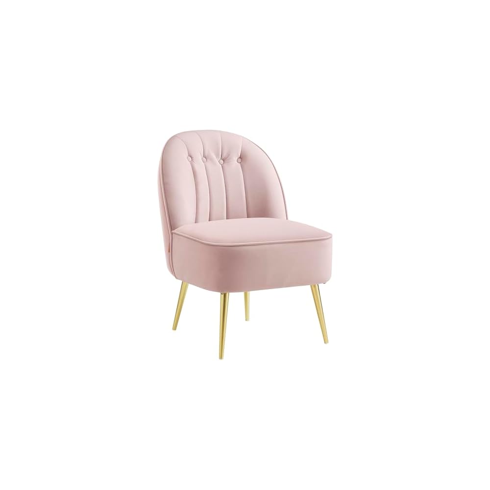 Accent Chair, Velvet Vanity Chair, Metal Legs, Shell-Shaped Back