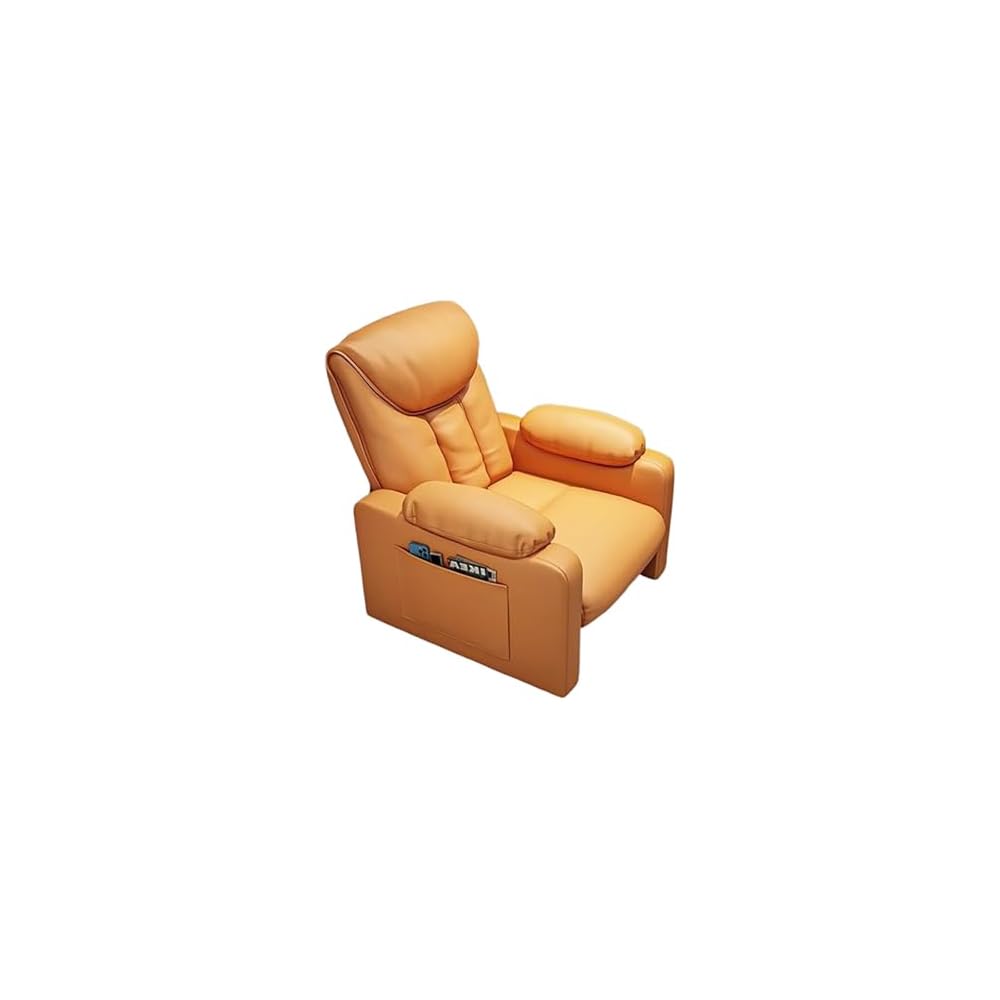 PU Leather Recliner Chair Simple Style Exquisite Furniture Genuine Leather Cigar Chair Beanbag Sofa Leisure Computer Gaming Single Sofa Chairs Minimalist Luxury for Household Use Bedroom(Slide+Pedal