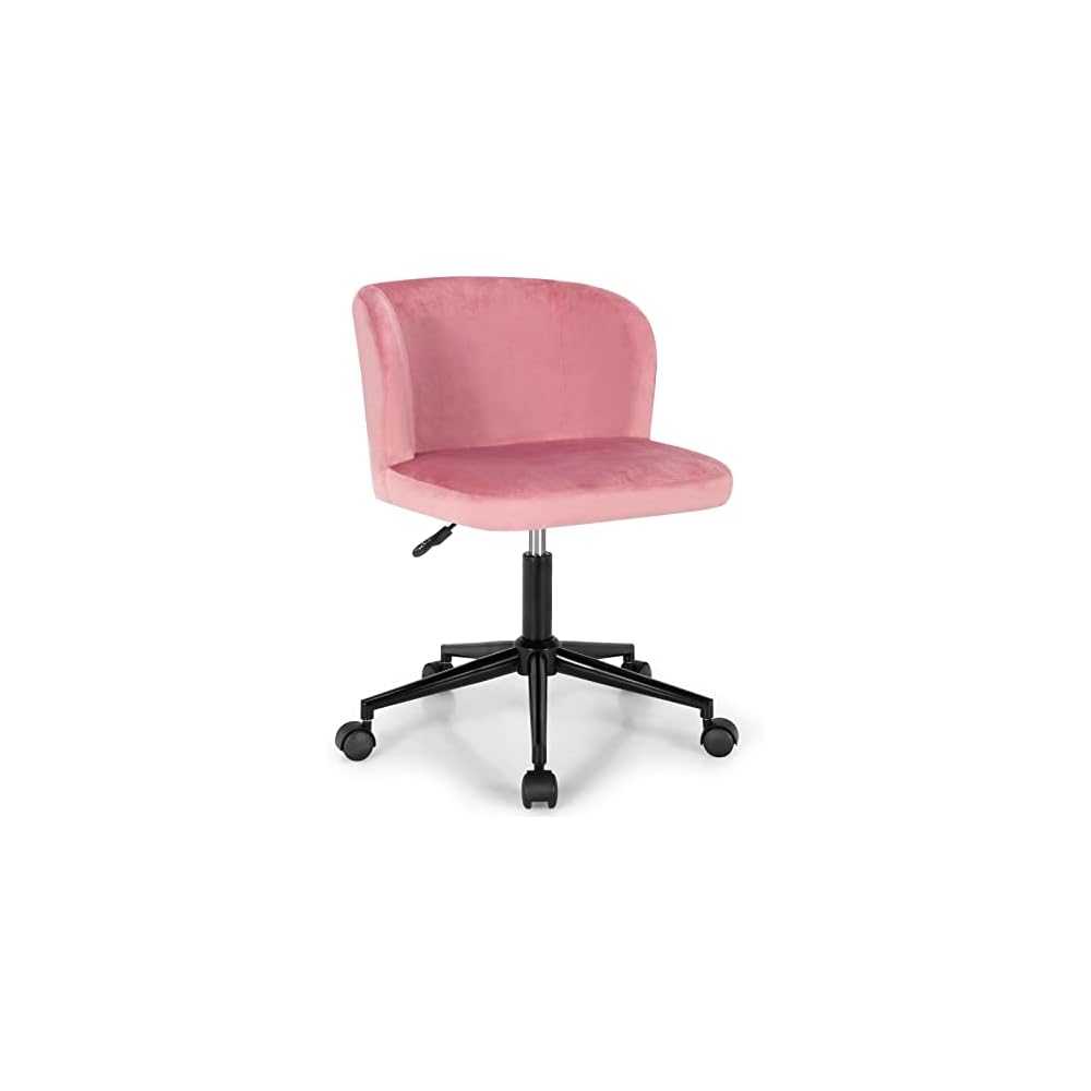 Velvet Home Office Leisure Vanity Chair Armless Adjustable Swivel
