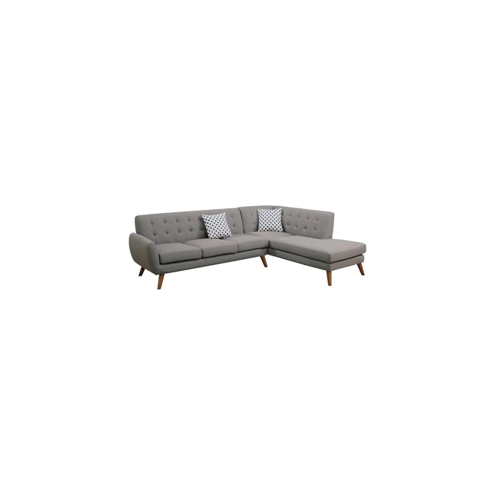Bobkona Belinda Linen-Like Polyfabric SECTIONAL in Grey