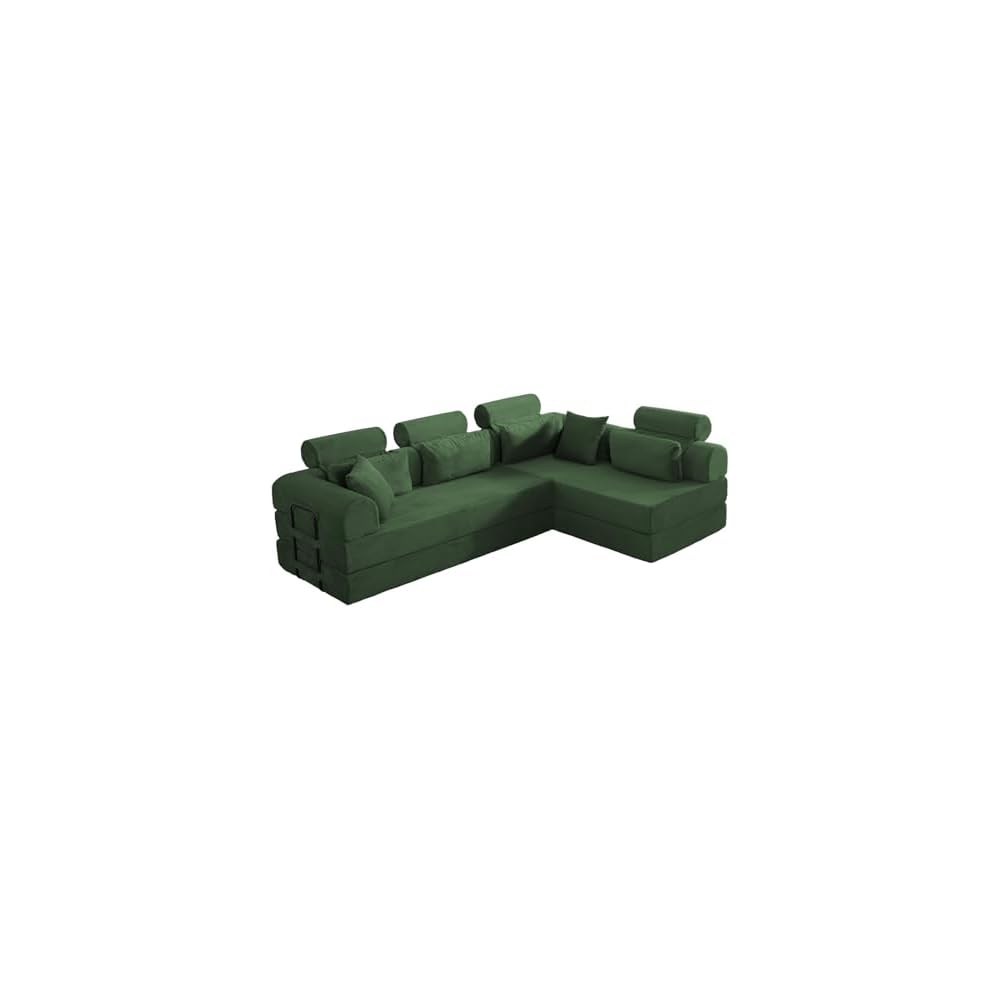 106" L-Shaped Boneless Cloud Sofa with Headrest Pillows and Toss Pillows, Modern Free Combination Modular Foam Sofa Foldable Floor Cloud Couches,No Assembly Required