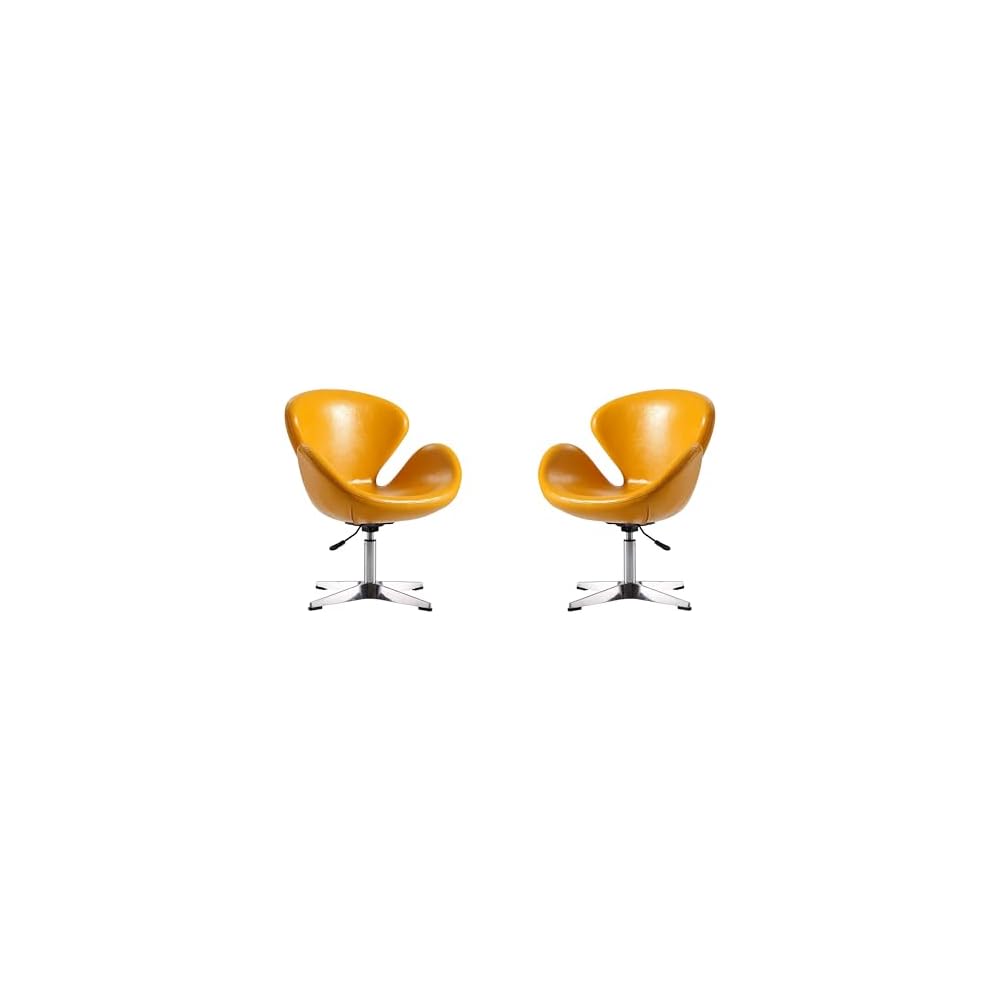 Raspberry Adjustable Swivel Accent Chair with 360° Turn, Polished Chrome Base, Modern Retro Design, Versatile Seat Ideal for Any Room, Set of 1, Blue