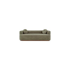 3 Seater Upholstered Sofa, Compression Couch with Solid Rubber Wood Base, Deep Seat Sofa with Accent Pillows, Modern Fabric Couch for Living Room or Apartment, Olive Green