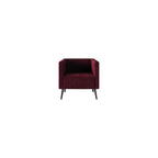 Modern Velvet Armchair with Vertical Channel Back, Padded Arms and Metal Legs, Light Blue