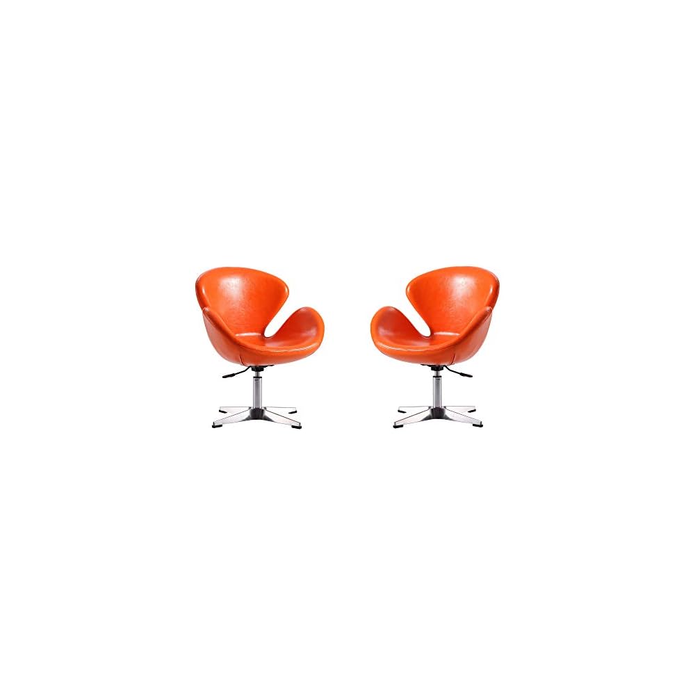 Raspberry Adjustable Swivel Accent Chair with 360° Turn, Polished Chrome Base, Modern Retro Design, Versatile Seat Ideal for Any Room, Set of 1, Blue