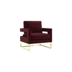 The Avery Collection Modern Style Living Room Den Leather Upholstered Armchair with Gold Legs, Navy