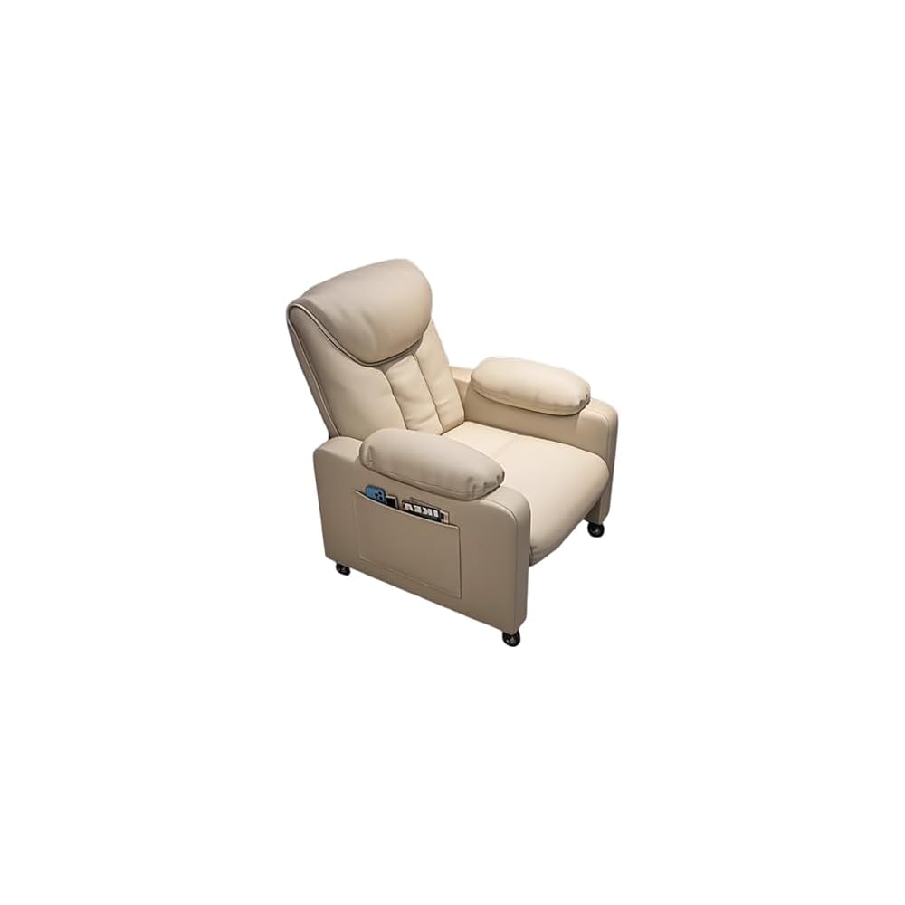 PU Leather Recliner Chair Simple Style Exquisite Furniture Genuine Leather Cigar Chair Beanbag Sofa Leisure Computer Gaming Single Sofa Chairs Minimalist Luxury for Household Use Bedroom(Slide+Pedal