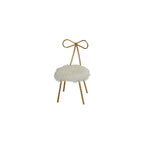 Tilly Accent Chair with Bow Detail, White Faux Fur