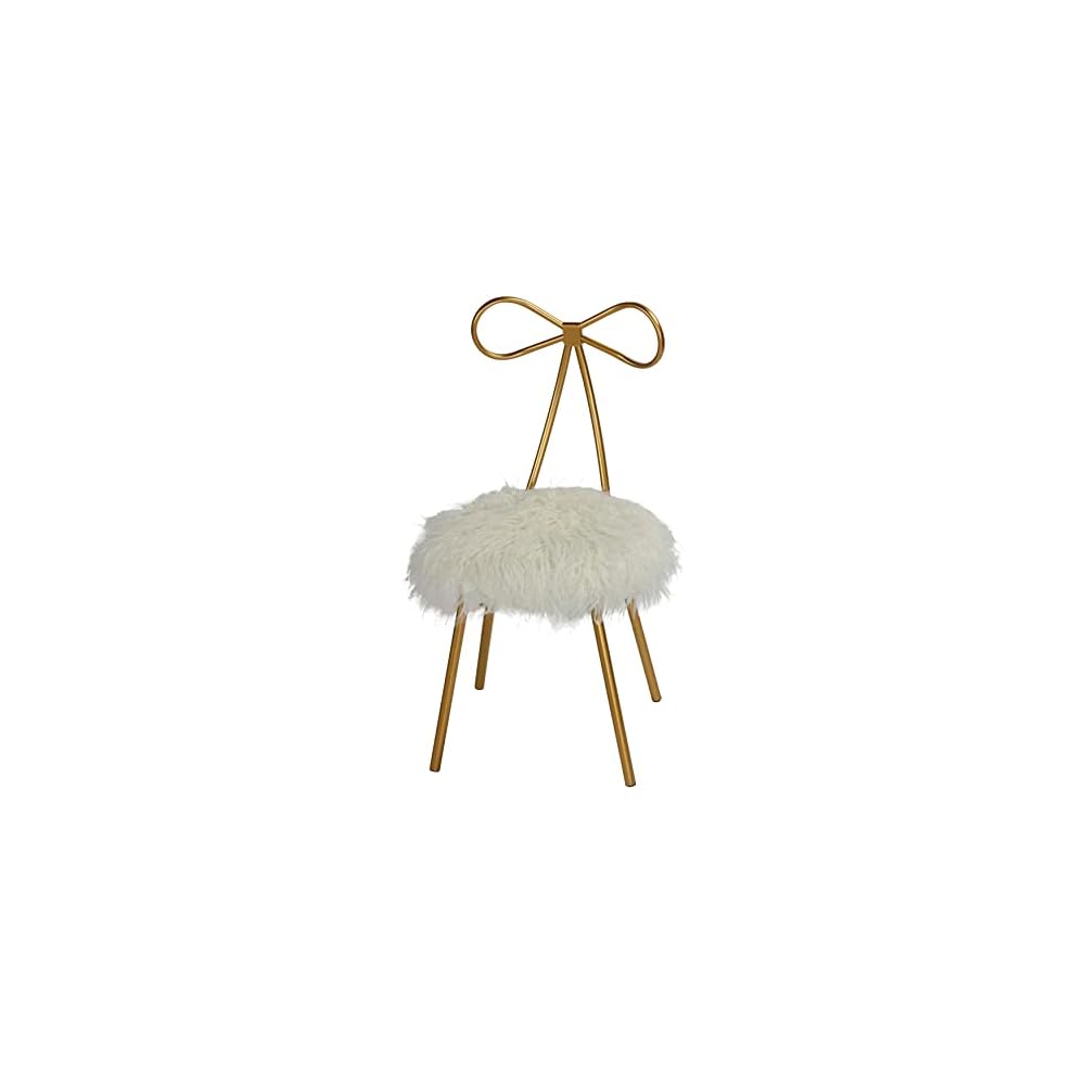 Tilly Accent Chair with Bow Detail, White Faux Fur