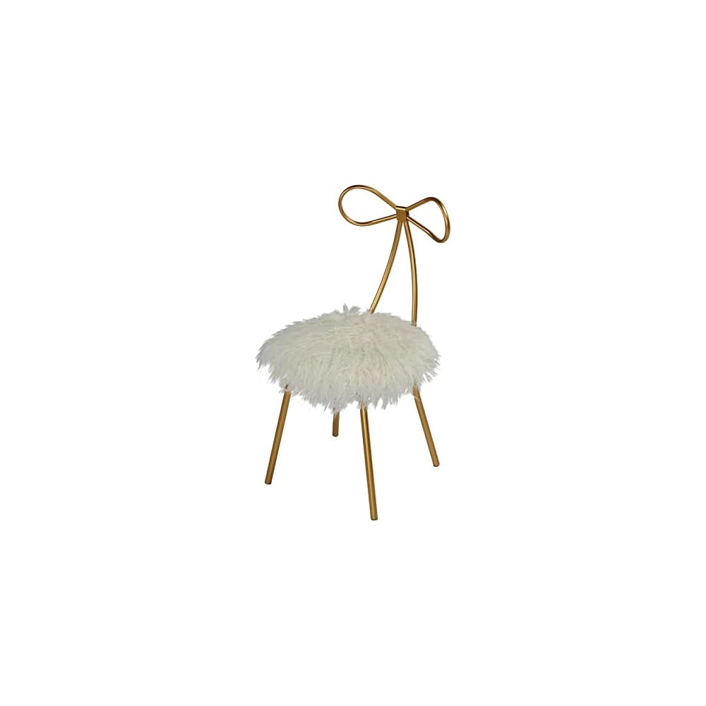 Tilly Accent Chair with Bow Detail, White Faux Fur