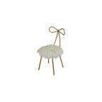 Tilly Accent Chair with Bow Detail, White Faux Fur