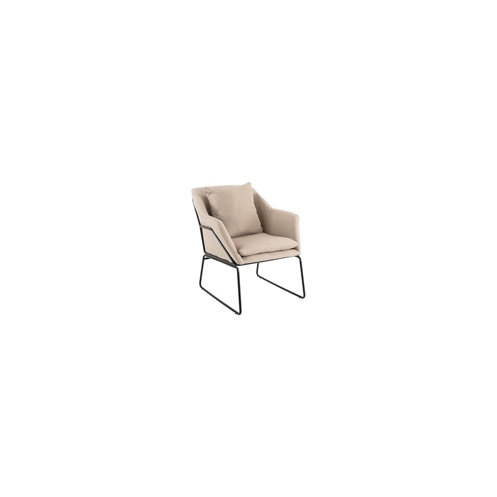 Odile Accent Chair, Plush Back Cushion, Black Metal Frame, Modern Living Room Upholstery Furniture