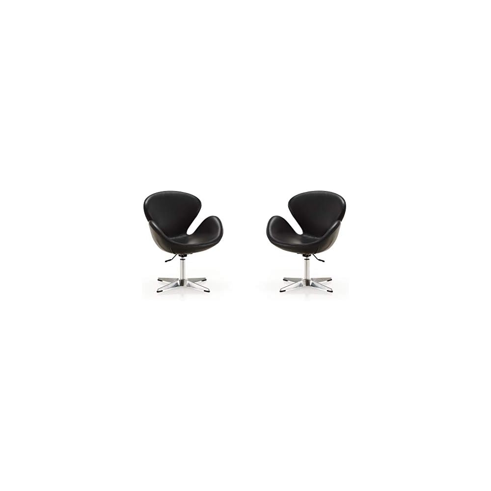 Raspberry Adjustable Swivel Accent Chair with 360° Turn, Polished Chrome Base, Modern Retro Design, Versatile Seat Ideal for Any Room, Set of 1, Blue