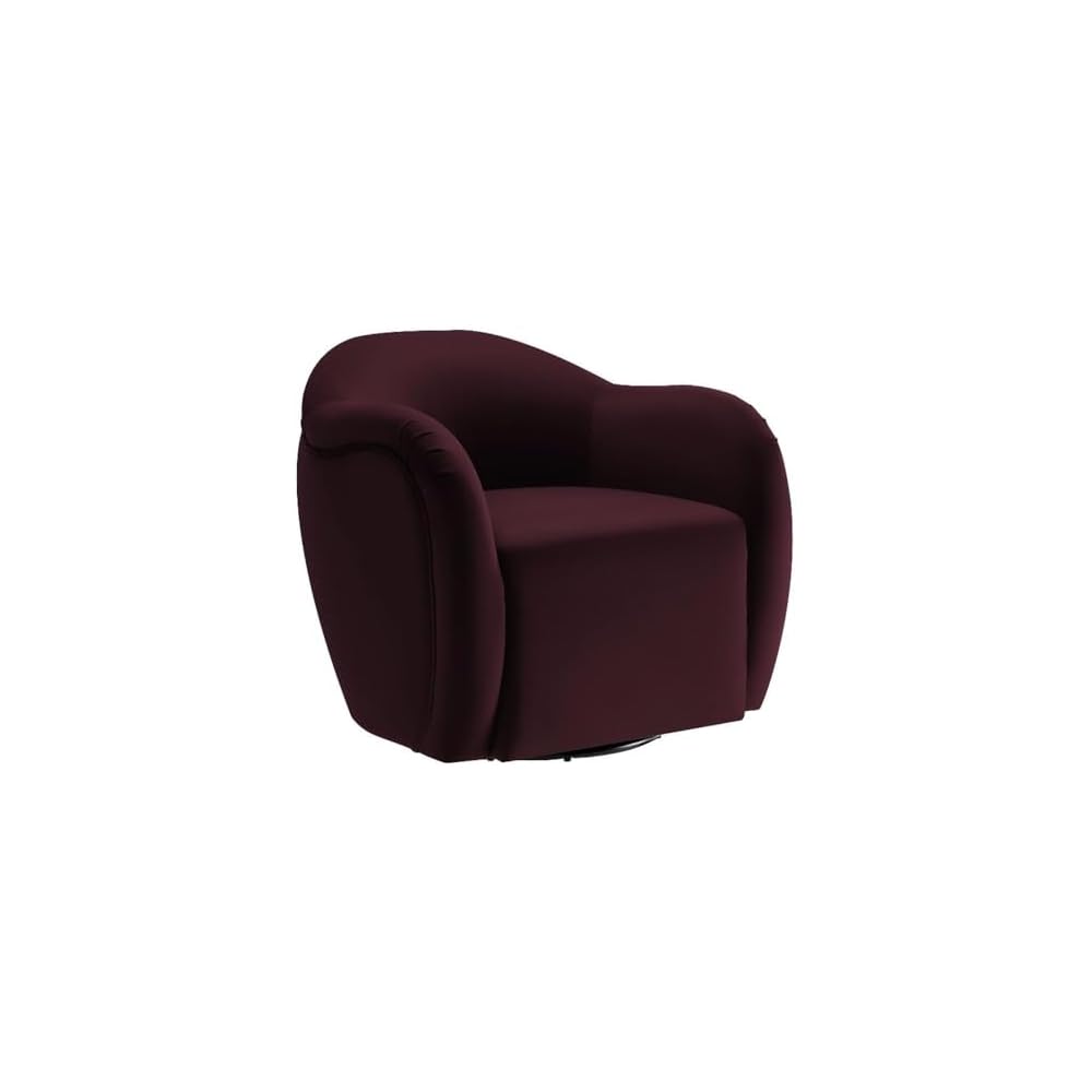 Compose Performance Velvet Swivel Armchair in Alabaster - Barrel Accent Chair - Comfy Round Single Sofa Chair with 360° Rotation - Modern Upholstered Club Chair for Living Room, Bedroom