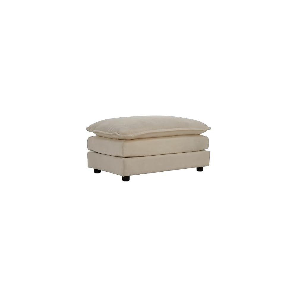 Soft Chenille Ottoman Footrest for Sectional Sofa - Comfortable Upholstered Seat Cushion, Light Coffee