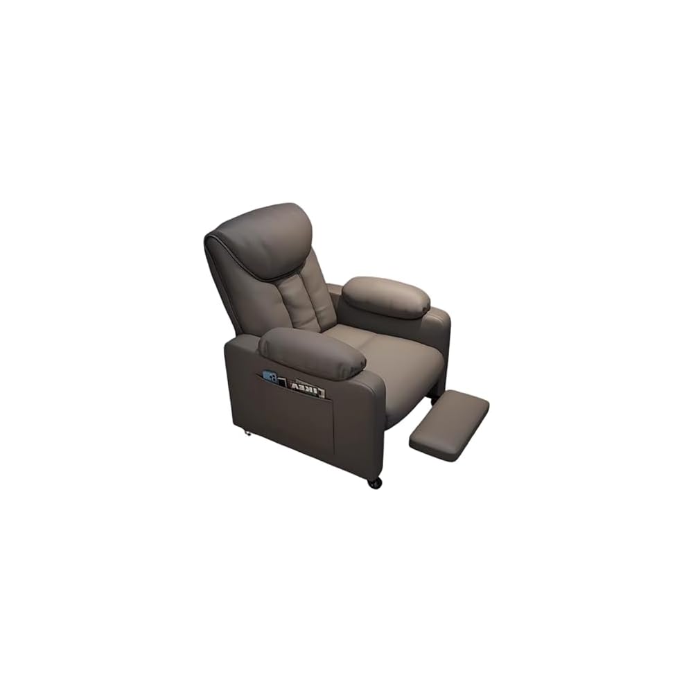 PU Leather Recliner Chair Simple Style Exquisite Furniture Genuine Leather Cigar Chair Beanbag Sofa Leisure Computer Gaming Single Sofa Chairs Minimalist Luxury for Household Use Bedroom(Slide+Pedal