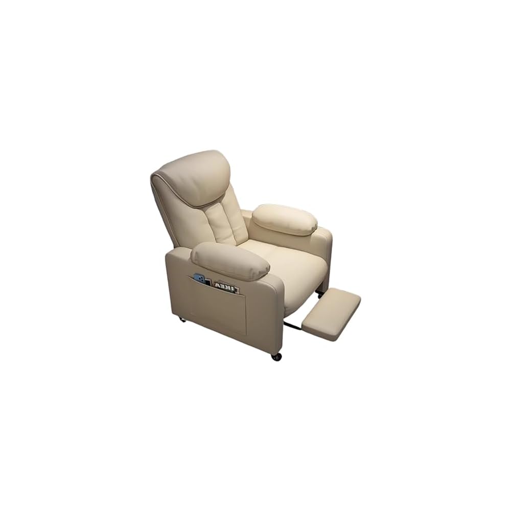 PU Leather Recliner Chair Simple Style Exquisite Furniture Genuine Leather Cigar Chair Beanbag Sofa Leisure Computer Gaming Single Sofa Chairs Minimalist Luxury for Household Use Bedroom(Slide+Pedal