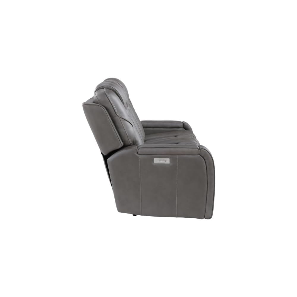 Daniel Triple Power Leather Theater Sofa in Gray