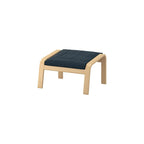 POÄNG Armchair and footstool, birch veneer/Hillared dark blue
