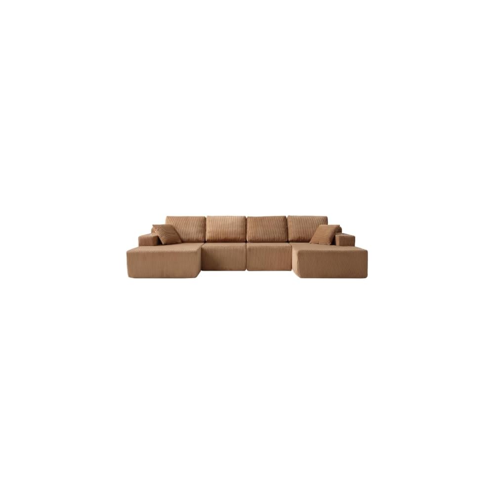 130-Inch Oversized U-Shaped Modular Cloud Sectional Sofa Symmetrical Boneless Corner Sofa Couch Deep Seat Double Chaises W/Cupholders, Modern Modular Compressed Cloud Couch