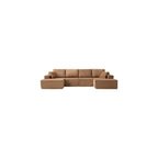 130-Inch Oversized U-Shaped Modular Cloud Sectional Sofa Symmetrical Boneless Corner Sofa Couch Deep Seat Double Chaises W/Cupholders, Modern Modular Compressed Cloud Couch