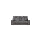 Daniel Triple Power Leather Theater Sofa in Gray