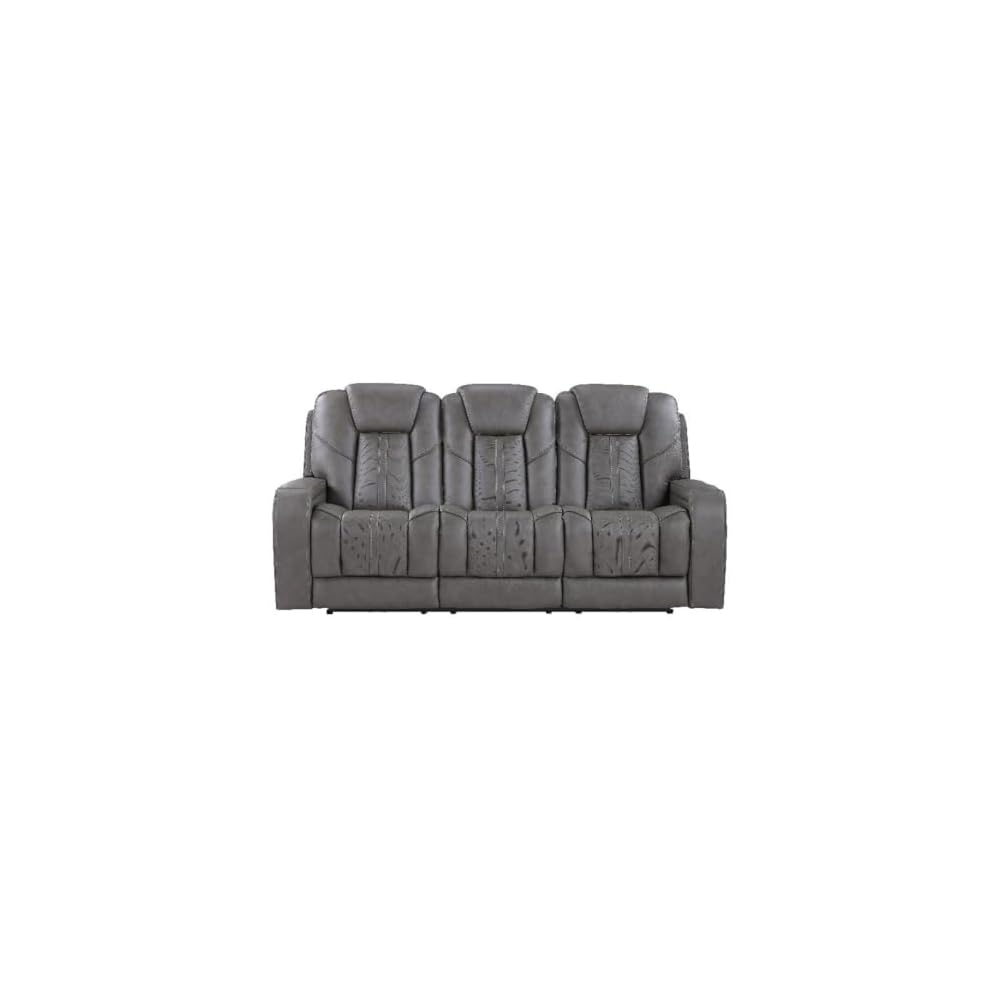 Daniel Triple Power Leather Theater Sofa in Gray