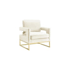The Avery Collection Modern Style Living Room Den Leather Upholstered Armchair with Gold Legs, Navy