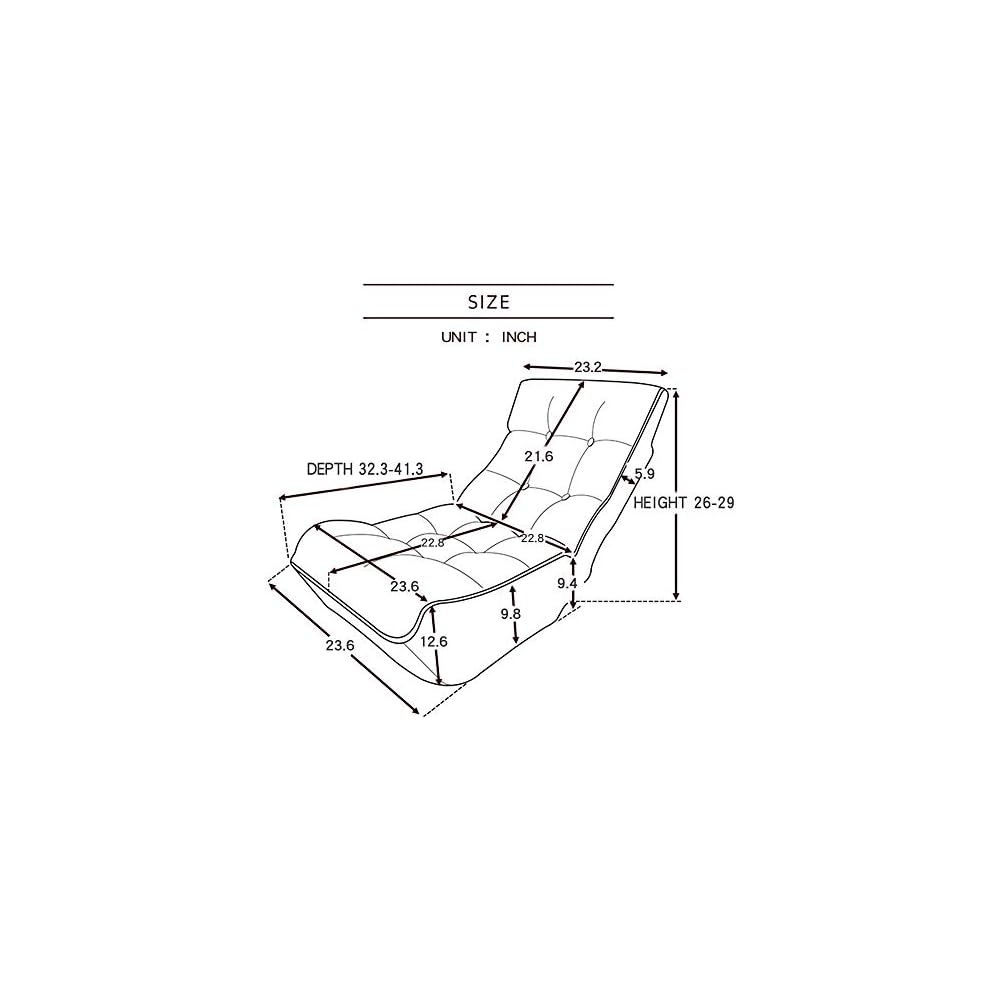 Single sofa reclining chair Japanese chair lazy sofa tatami balcony reclining chair leisure sofa adjustable Floor Couch Sofa 4-segment Adjustable Back for living room, bedroom, dormitory (Navy)