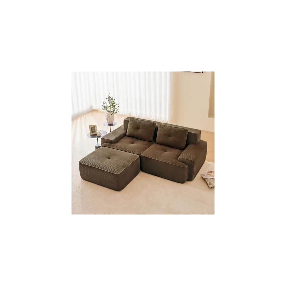 Corduroy Ottoman for Modular Sectional Sofa, Oversized Cloud Couch Set