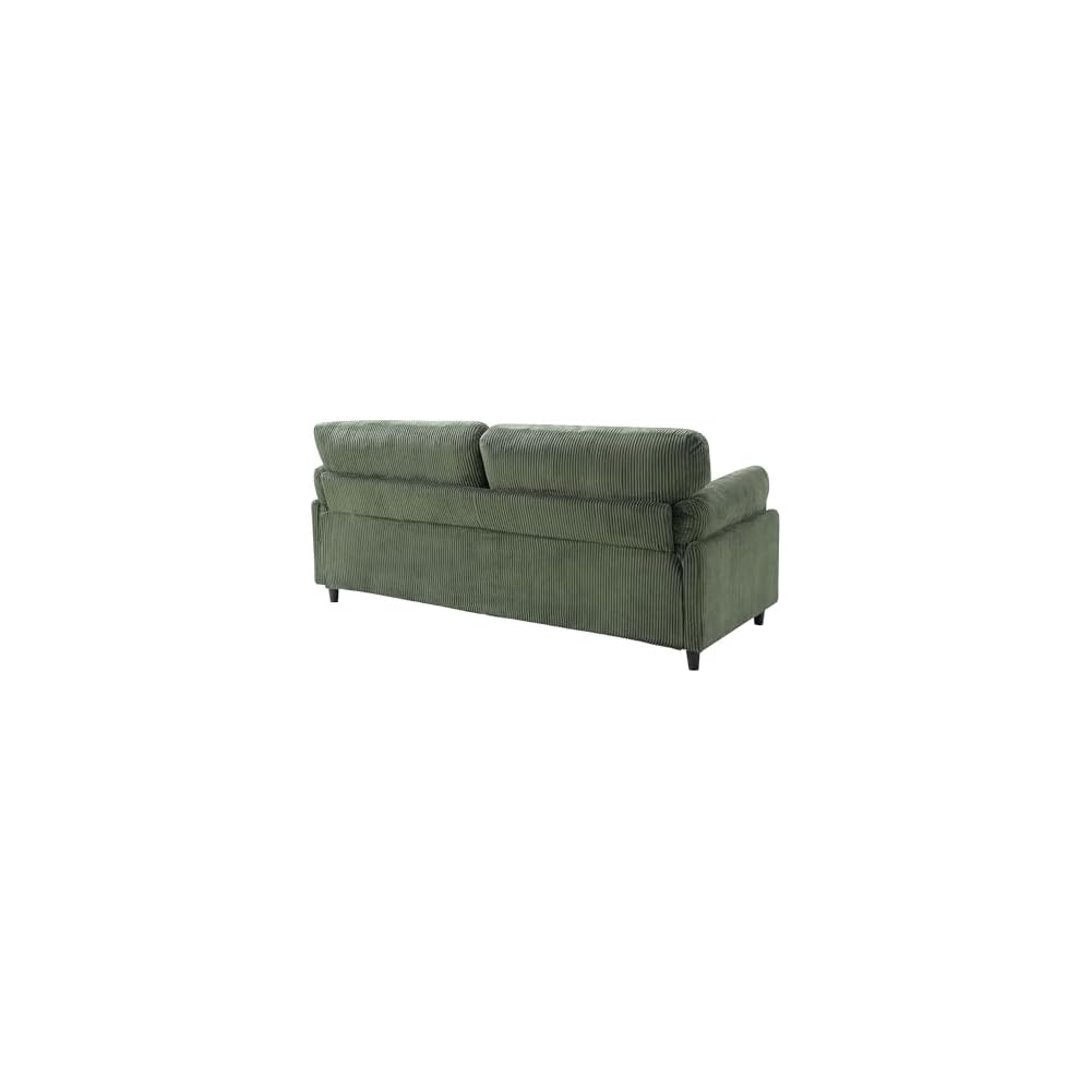 82.6" Corduroy Loveseat Sofa, Mid-Century Modern 2-Seater Couch, Upholstered Corduroy Sofa for Living Room, Bedroom, Green