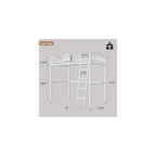 Loft Bed White Twin with Storage Bag, Metal Twin Size Loft Beds for Kids with Convertible Ladder, Safety Guard Rails and Anti-tip Nails for Teenager，Girls or Boys (White)