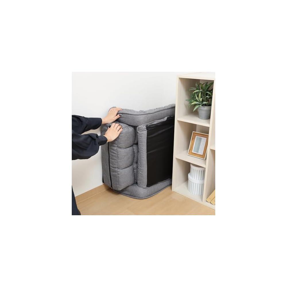 Fuji Boeki 60283 Chair Single Seater Sofa, 42 Tiers Gear, Reclining Function, 4-Way Seat Cushion, Cot, Ottoman, Width 26.4 x Depth 22.8 x Height 27.6 x Height 27.6 inches (67 x 58 x 70 cm), Gray