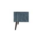 Modern Velvet Armchair with Vertical Channel Back, Padded Arms and Metal Legs, Light Blue