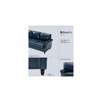 Faux Leather Sofa, Mid Century Modern Couch with Rolled Arm & Nailhead Trim for Living Room, Office - Blue